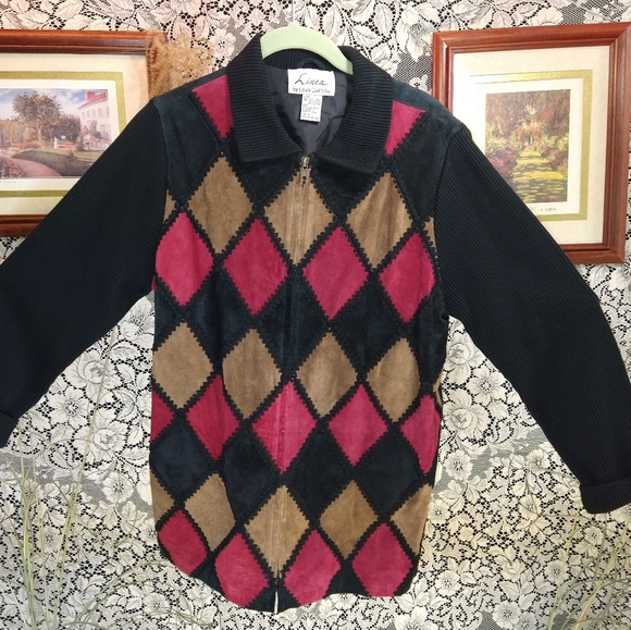 Linea by Louis Dell'Olio Jackets & Blazers - Louis Dell Olio red black tan suede jacket boho zip sweater sleeves fully lined